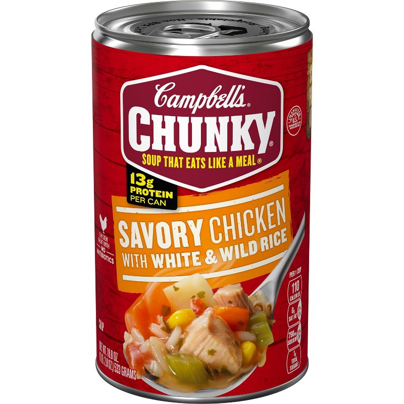 Campbell&#39;s Chunky Savory Chicken with White &#38; Wild Rice Soup - 18.8oz, 1 of 16