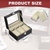Unique Bargains PU Leather Glass Cover Wooden Watch Storage Box - 2 of 4