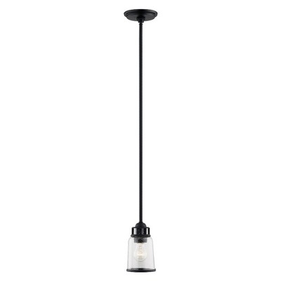 Lawrenceville Mini Black Hand-Blown Seeded Glass Pendant Light
