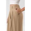 Womens Wide Leg Straight Long Pants Summer Fall Casual Pleated High Waisted Pants Office Work Business Trousers Palazzo Pant - 4 of 4
