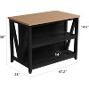 Nasitip 47.2" Black Kitchen Island with Storage and LED Lights, Dining Table with Power Outlet and Shelves - 3 of 4