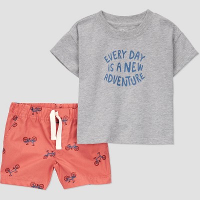 Carter's Just One You® Baby Boys' Adventure Top & Bottom Set - Gray/Orange