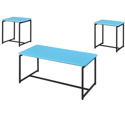 NicBex Modern Rectangle Coffee Table Set of 3 with Beveled Edges and Metal Frame for Living Room