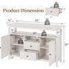 TIRAMISUBEST 52.8in Rattan Sideboard Storage Sideboard Cabinet - White - 4 of 4