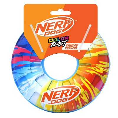 NERF TPR Color Blast Squeak Dog Ring Toys