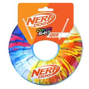 NERF TPR Color Blast Squeak Dog Ring Toys - 1 of 4