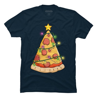 Men's Design By Humans Pizza Christmas Tree By leroystubbles T-Shirt