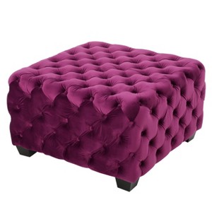 Piper Tufted Square Ottoman Bench Fuchsia - Christopher Knight Home, Pink