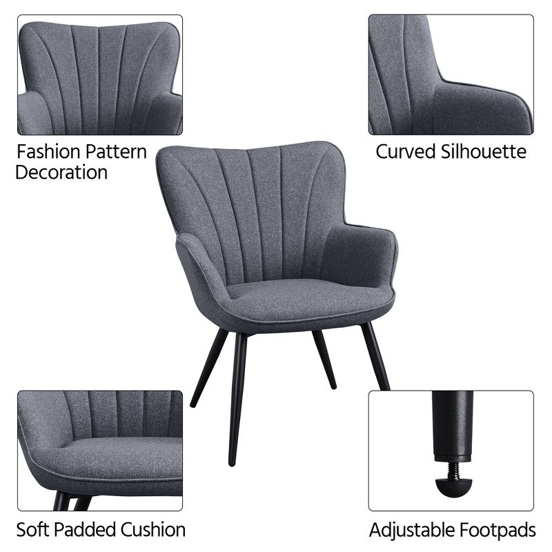 Yaheetech Fabric Upholstered Accent Chair Armchair for Living Room, 4 of 9