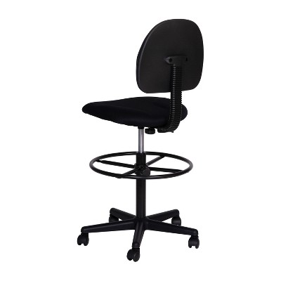 Black Adjustable Fabric Drafting Chair with Swivel