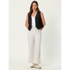 INSPIRE CHIC Women's Linen Sleeveless Button Down V Neck Waistcoat Vest - 2 of 4