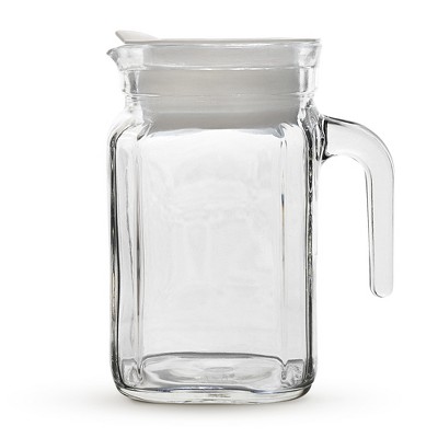 Amici Home Italian Igloo Quadra Medium Glass Pitcher, White Plastic Lid ...