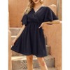 Coolmee Women's Summer Floral Sundress Short Sleeve Wrap V Neck A-Line Midi Dress - 3 of 4