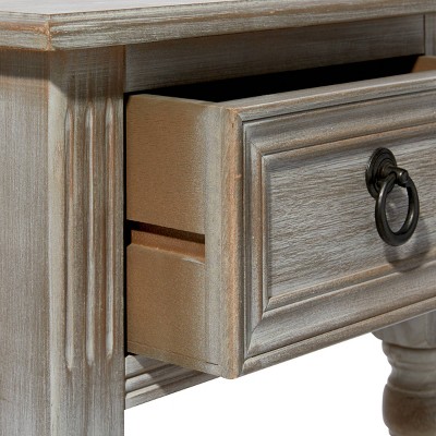 Farmhouse Chic White Wood Accent Table with Storage, 14" x 29"