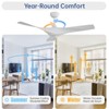 52 Inch Ceiling Fan No Light 3 Blades Low Profile Downrod Mount Ceiling Fans with Remote for Indoor/Outdoor  Patio Garage Living Room Bedroom - 2 of 4