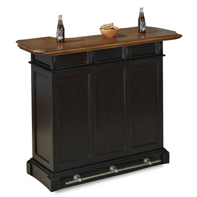 Americana Black and Oak Hardwood Bar with Adjustable Shelves