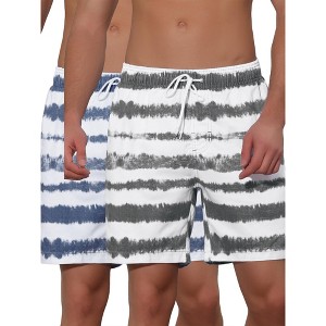 Lars Amadeus Men's Tie-dyed Pattern Elastic Waist Summer Swimming Shorts 2 Packs - 1 of 4