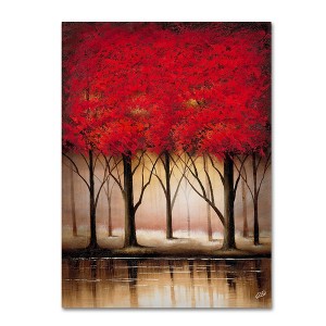 18" x 24" Serenade in Red by Rio - Trademark Fine Art: Mid-Century Modern Canvas, Vertical Botanical Digital Art - 1 of 4