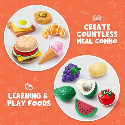 50 Piece Colorful Plastic Play Food Set for Kids