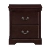 1pc Classic Traditional 2 Drawers Nightstand Cherry Finish Bedroom Furniture Wooden Bedside Table Cabinet - 2 of 4
