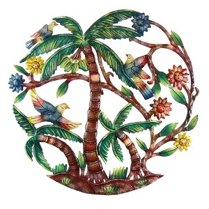 Slickblue Colorful Palm Trees Metal Wall Art, 24-Inch Handcrafted Steel Decor for Indoor/Outdoor Display - 1 of 3