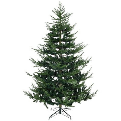 TopComfy Christmas Tree Stand 7.5FT Pine Hinged Artificial Tree with Auto Open Design for Holiday Decor, Green, 55.1"*55.1"*88.6"