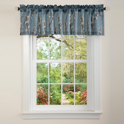 18"x84" Cocoa Flower Window Valance Blue - Lush Décor