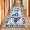 Boho Printed Washable Area Rug, Distressed Foldable Low Pile Carpet, Non Slip Vintage Accent Rug for Living Room Bedroom Office - 3 of 4