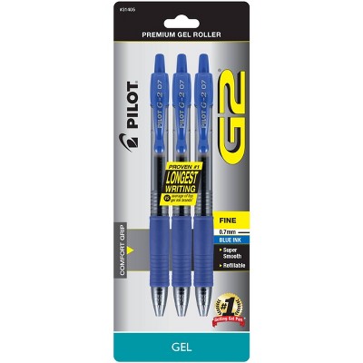 Pilot 3ct G2 Premium Retractable Gel Ink Pens Fine Point 0.7mm Blue