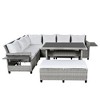 YOOCOZZ 5-Piece L-Shaped Patio Rattan Sofa Set - Extendable Tables & Washable Covers - 3 of 4