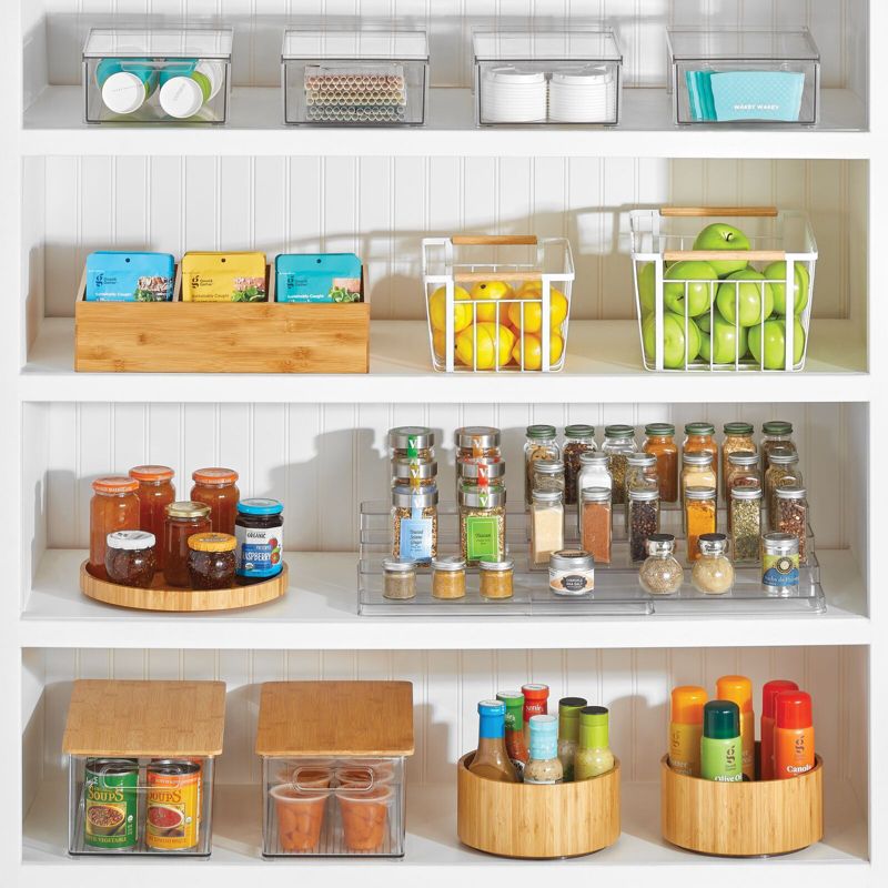 mDesign Plastic Stackable Kitchen Pantry Storage Organizer with Drawer, 3 of 10