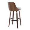 Set of 2 30" Faux Leather Mid-Century Modern Barstools with Wood Legs, Round Metal Footrest, and 360¡ã Swivel for Kitchen - 4 of 4