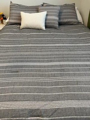 12pc Queen Chambray Matelasse Stripe Comforter & Sheet Bedding Set Gray -  Threshold™