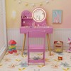 Tangkula Kids Vanity Set w/ Lighted Mirror Princess Makeup Dressing Desk & Chair Set Pink - 3 of 4
