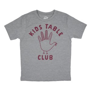 Youth Kids Table Club T Shirt Funny Thanksgiving Dinner Turkey Hand Tee - Crazy Dog Youth T Shirt - 1 of 4