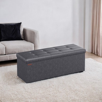 43" Storage Ottoman Bench, Ottoman with Storage, Leather Storage Bench, Hold up to 660lb for Living Room