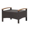 Tangkula Outdoor PE Wicker Ottoman Set of 2 Patio Rattan Footrest Seat with Soft Cushions & Curved Acacia Wood Handles Beige/Navy Blue/Red/Off White - 4 of 4