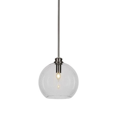 Toltec Lighting Kimbro 1 - Light Pendant in  Brushed Nickel with 11.75" Clear Bubble Shade