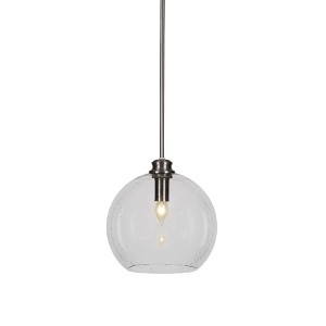 Toltec Lighting Kimbro 1 - Light Pendant in  Brushed Nickel with 11.75" Clear Bubble Shade - 1 of 1