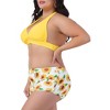 Agnes Orinda Women's Plus Size Sunflower High Waisted Halter Bathing Bikini Swimsuits Sets - 2 of 4