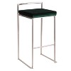 LumiSource Set of 3 Fuji Stacker Barstools Stainless Steel/Emerald Green Velvet - 2 of 4