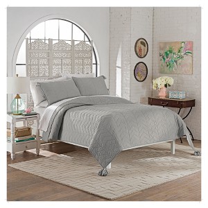 Gray Solid Nadia Quilt Set (Queen) 3pc - Marble Hill