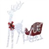 Angel Sar 4FT Lighted Reindeer & Sleigh Christmas Set, LED Outdoor Yard Decoration with Red and White Design, Holiday Decor - 2 of 4