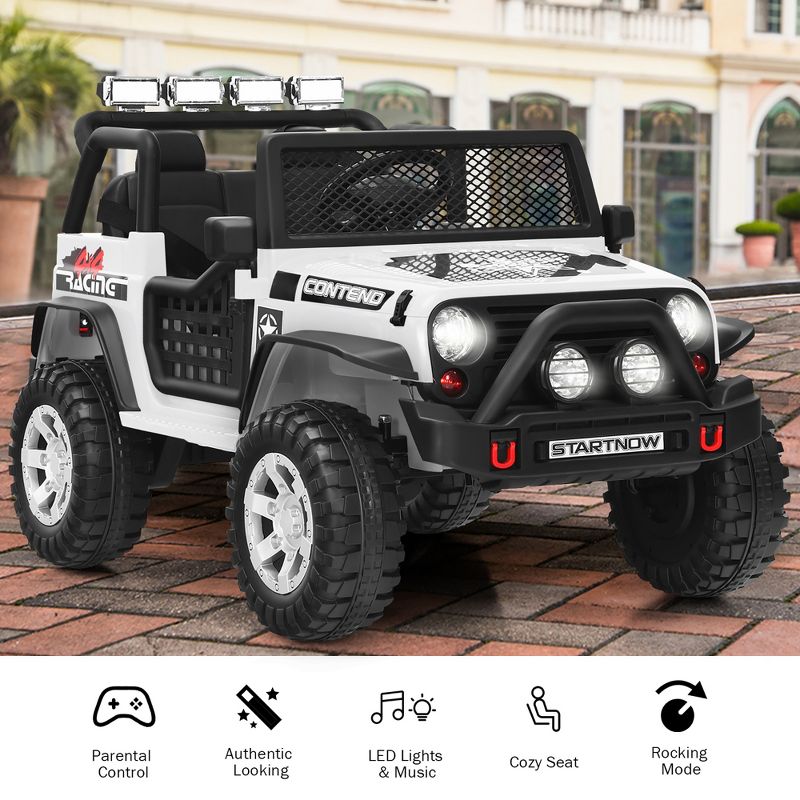 Costway 12V Kids Ride On Truck Remote Control Electric Car with Lights&Music White\Black\Pink\Red, 4 of 11