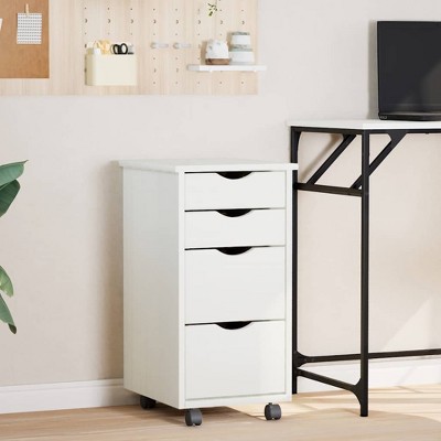 Rolling Cabinet Honey Brown Solid Pine Wood, Engineered Wood, PlasticvidaXL