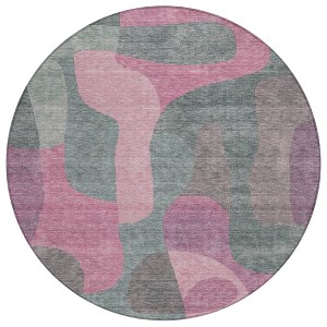 Blush And Sage Abstract Washable Indoor Outdoor Area Rug - 1 of 4