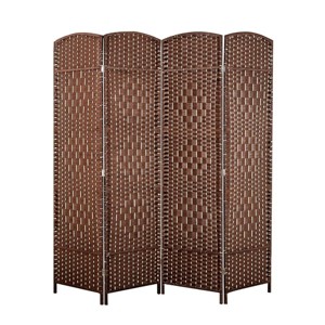 Sevobal Partitions and Room Dividers 4-Panel Foldable Wooden Partitions Folding Privacy Screens for Space Division and Decor, Brown, - 1 of 4