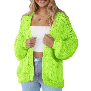 Womens Sweater Knit Cardigan with Pockets Open Front Cable Knit Sweater Chunky Thick Sweater Cardigan for Winter Comfy Knitwear - 1 of 4