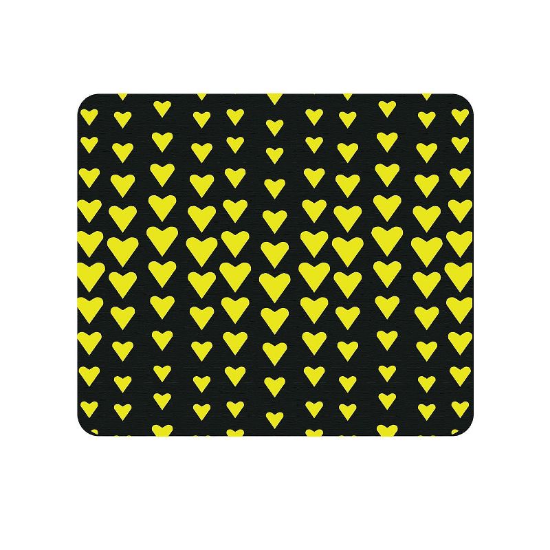 OTM Essentials OTM Classic Prints Black Mouse Pad; Falling Yellow Hearts 731969582961, 1 of 2