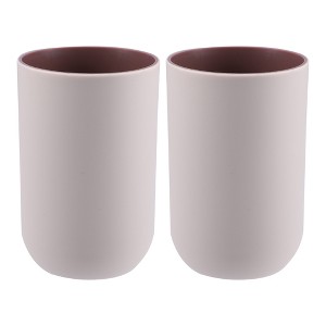 Unique Bargains 2Pcs Bathroom Tumblers Bathroom Toothbrush Cup Blue 4.33''x2.76'' 350ml - 1 of 4